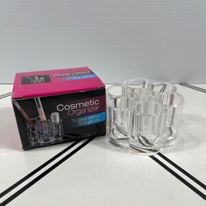 Clear Acrylic Flower Design Cosmetic Makeup Organizer Stand 6 Compartments